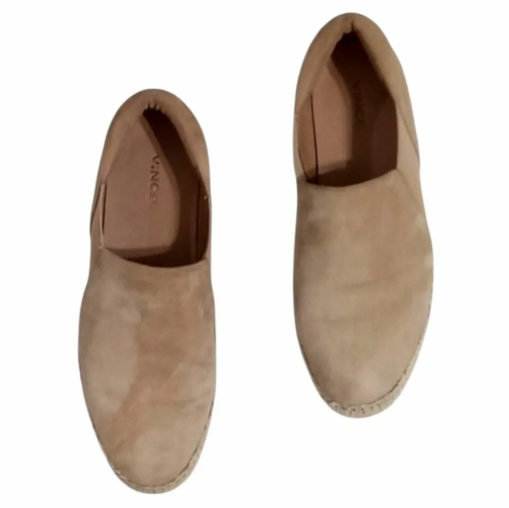 Vince Wilden Espadrille Platform Slip On Sneakers Tan Suede Size 8.5